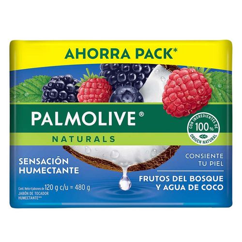 Jabón de Tocador Palmolive Naturals Frutos y Agua de Coco 4x120g