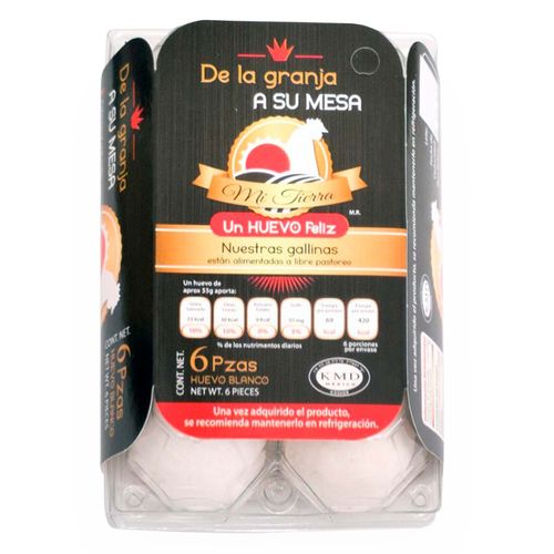 Huevo Mi Tierra Libre de Jaula Blanco 6 Piezas