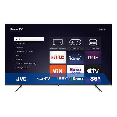 Pantalla JVC 86 Pulgadas Smart TV Roku UHD Frameless SI70URF Negra