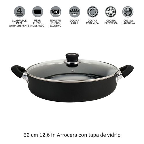 Paellera Hudson Arrocera Antiadherente Aluminio 28cm LP28SF