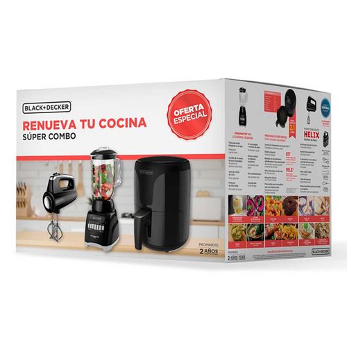 Batidora, Licuadora y Freidora de Aire Combo Black and Decker 3 Piezas PROM89055