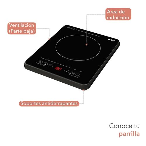Parrilla de Inducción RCA de Cristal Templado 1 Quemador Negro RC-12A3