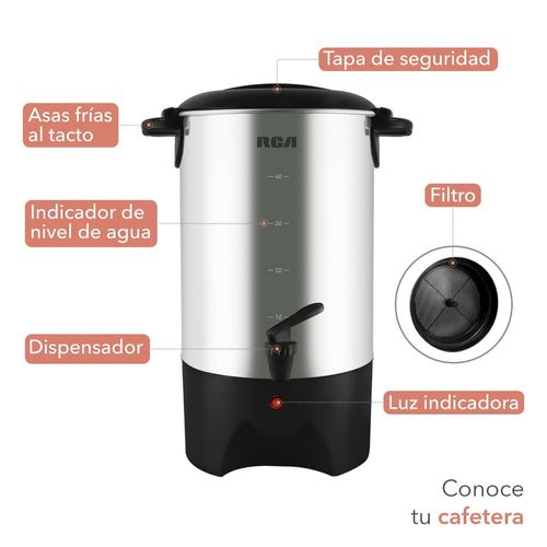 Cafetera RCA de Acero Inoxidable 40 Tazas Plateado RC-6L