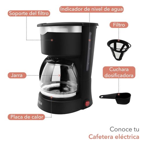 Cafetera Eléctrica RCA con Jarra de Cristal Negro RC-CAF1