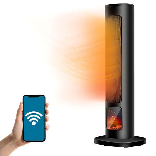 Calefactor de Torre Red Fan 24 Pulgadas Wifi Inteligente Smart Home Flama Negro Rftcfw24