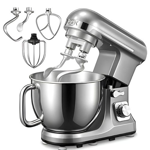 Batidora de Pedestal Aicok 6 Velocidades Doble Brazo 5.2 L Plata BP3700