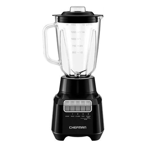 Licuadora Chefman Vaso de Vidrio 1.5L Negra Rj27-15gpi