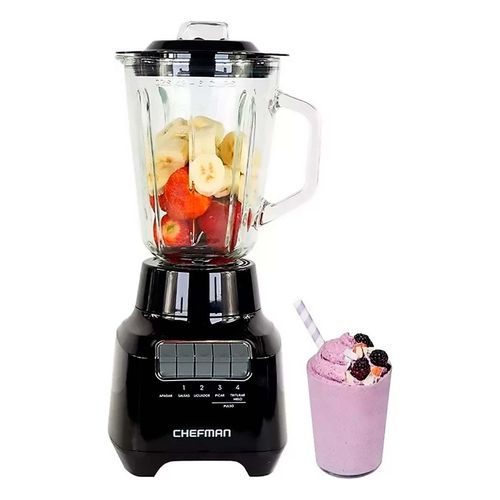 Licuadora Chefman Vaso de Vidrio 1.5L Negra Rj27-15gpi