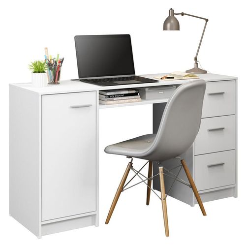 Escritorio para PC Madesa Alaska con 3 Cajones y 1 Puerta Blanco