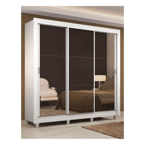 Closet Madesa Lyon 3 Puertas Corredizas con Espejo 2 Cajones