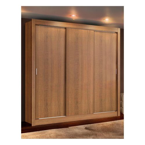 Closet Madesa Lyon Ropero 3 Puertas Corredizas 2 Cajones Marrón