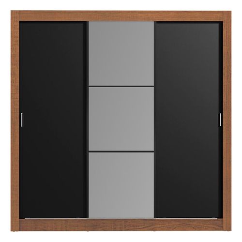 Closet Madesa Lyon Plus 3 Puertas Corredizas 1 con Espejo 4 Cajones Marrón