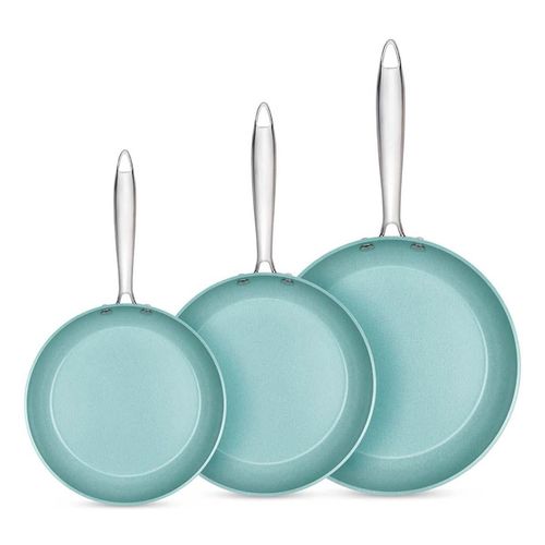Sartenes Jade Cook con Espátulas Lisa y Ranurada de 20, 24 y 28 cm