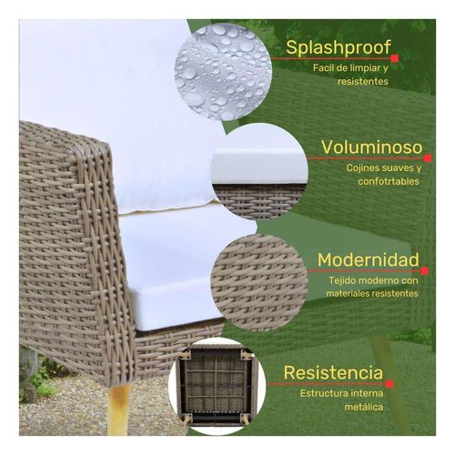 Sala Exterior Jardimex 4 Piezas Tipo Rattan Beige