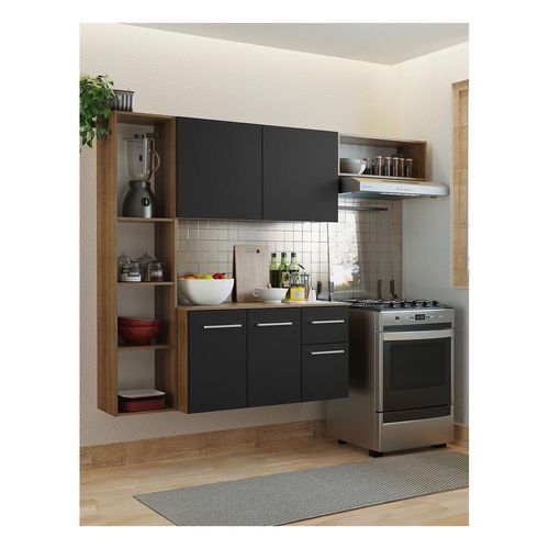 Mueble Cocina Compacto 180cm Easy Madesa Marron/Negro