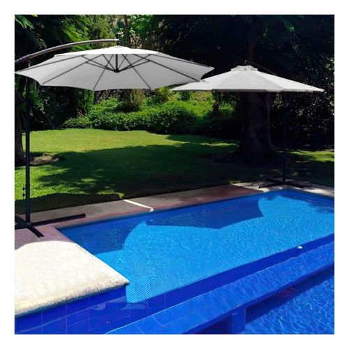 Sombrilla Lateral 3m Diametro Jardin Sol Exterior Blanco Jardimex