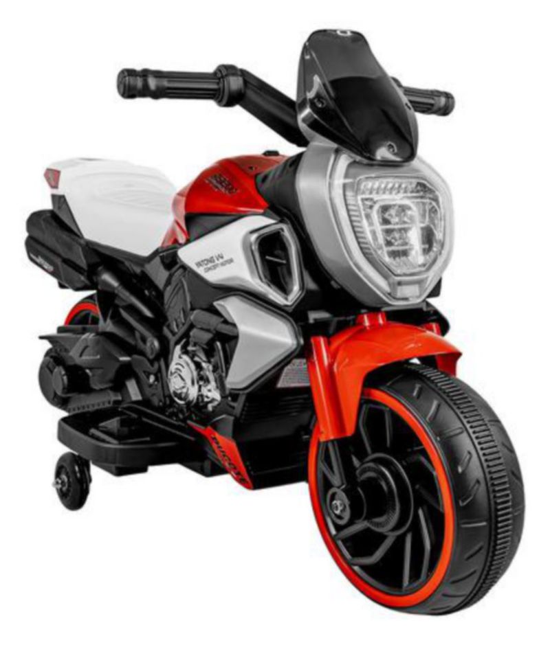 Moto Montable Eléctrica Roja Con Luz Y Claxon Little Monkey