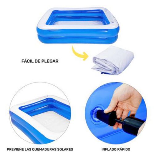 Alberca Inflable Rectangular Familiar 440l 190x140x43cm Jardimex