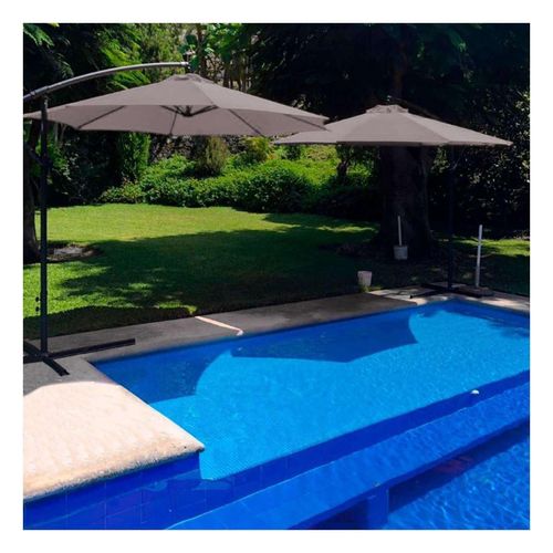 Sombrilla Lateral 3m Diametro Jardin Sol Exterior Gris Jardimex