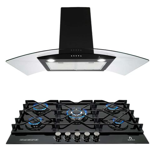 Combo Supra Arezzo Campana de Pared CC-90-BLACK y Parrilla Empotrable 5Q-TG-87