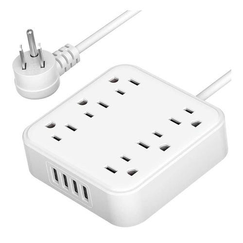 Multicontacto Fratech 6 Tomas de Corriente + 4 Puertos USB Color Blanco WP05