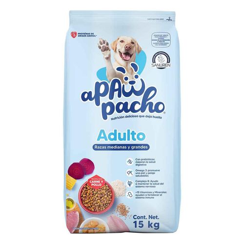 Alimento Seco Apawpacho Para Perro Adulto De Raza Mediana y Grande 15Kg