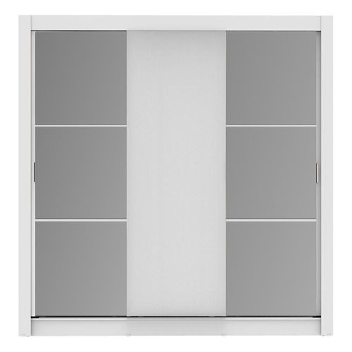 Closet Madesa Lyon Ropero 3 Puertas Corredizas con Espejos 2 Cajones Blanco