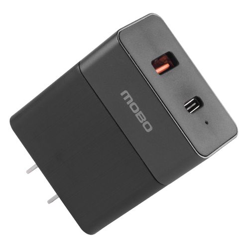 Cargador de Pared Mobo Ultra 2 Puertos USB-A Tipo C Negro