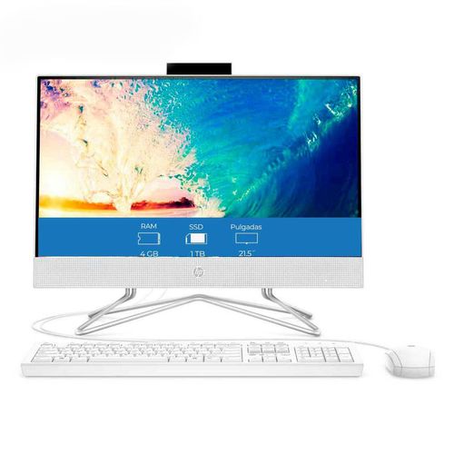 Computadora de Escritorio HP 22-dd0520la Celeron N4120 4GB RAM 1 TB 21.5 Pulgadas HD Blanco -Liquidación-