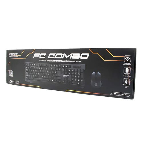 Teclado y Mouse Óptico Inalámbricos BST PC Combo