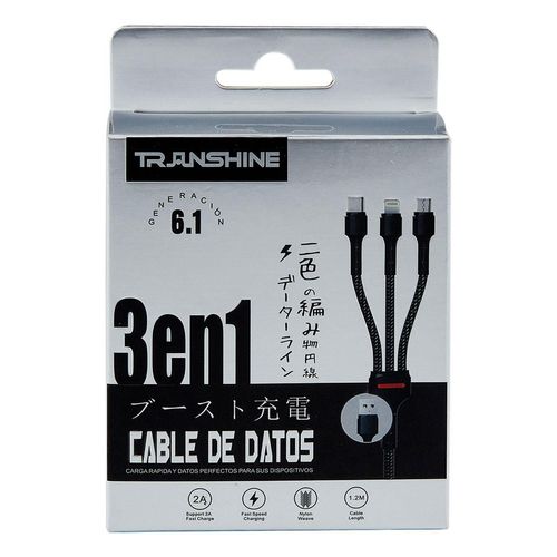 Cable de Datos 3 en 1 Transhine Varios Colores CP-7030-1.2