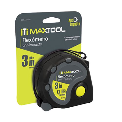 Flexómetro Maxtool de 3m Anti Impacto en Blíster