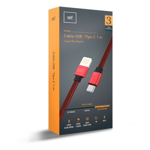Cable Stf Usb de Carga Tipo C 1m ST-A02862 Rojo