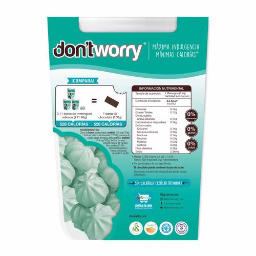 Merengue Dontworry Light Sabor Menta Relleno de Chocolate 60g