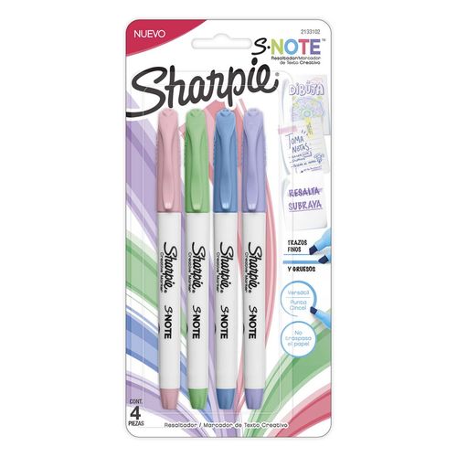 Resaltador Sharpie 4 Pzas Snote Pastel