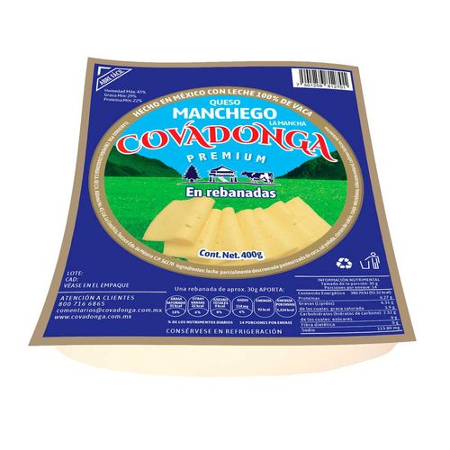 Queso Tipo Manchego Covadonga Rebanado de 400g