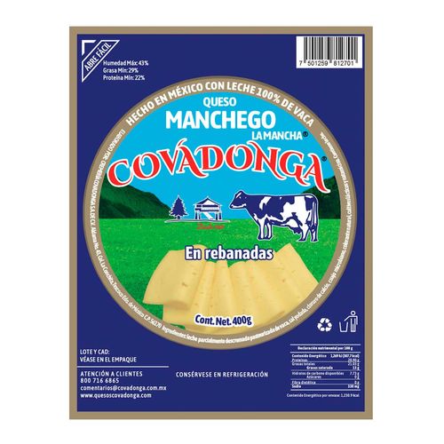 Queso Tipo Manchego Covadonga Rebanado de 400g