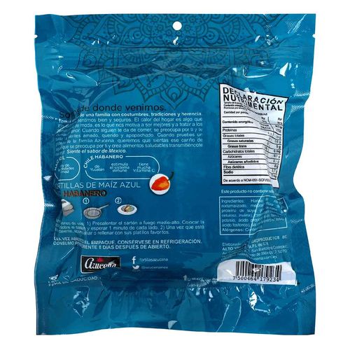 Tortilla Azucena Maíz Azul con Habanero 420g