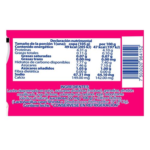 Yakult Sofúl LT sabor Fresa Sin Azúcar 105g