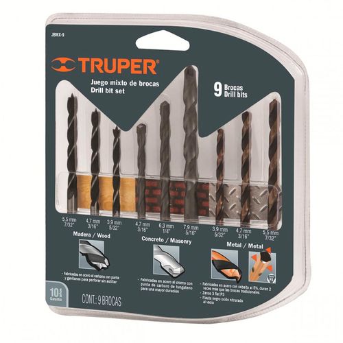 Juego de Brocas Mixto Truper 9 Piezas