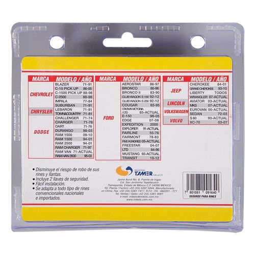 Seguro Rin Mikel´s 1/2” X 2 Tuerca