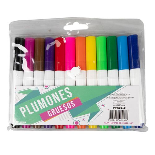 Plumones Quales 12 pz Gruesos Varios