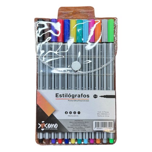 Estilografos Kikomo 12 pzas