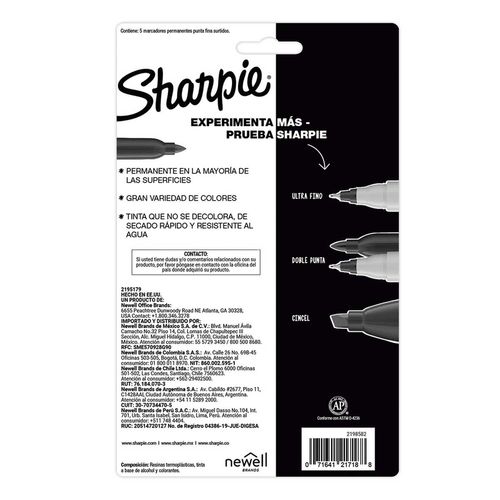 Plumines Sharpie 5 Pz Punta Fina Retrato