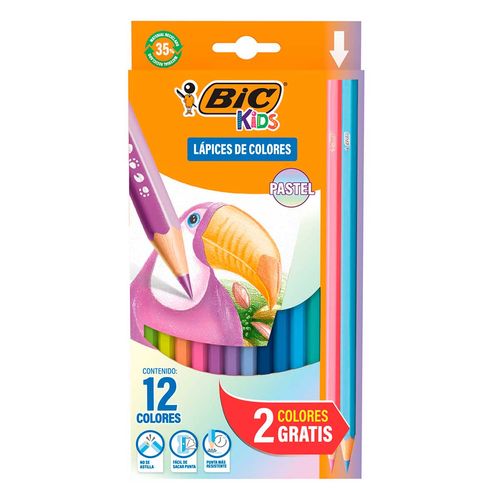 Lápices de Colores Bic Kids Evolution Pastel 12 Piezas + 2 Colores