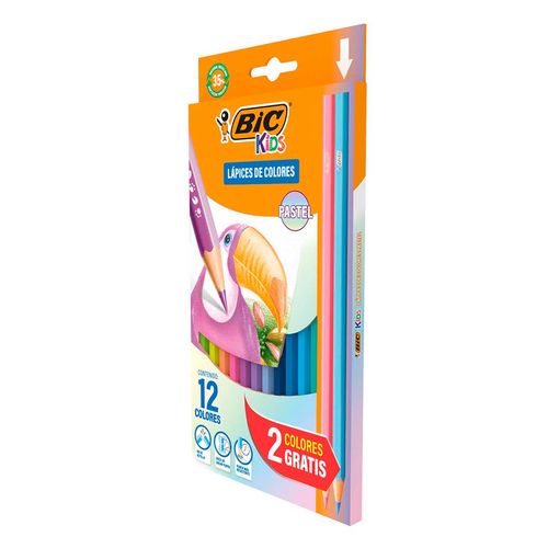 Lápices de Colores Bic Kids Evolution Pastel 12 Piezas + 2 Colores