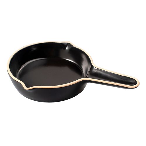 Recipiente Negro Redondo Con Mango Para Hornear 21x14.7x3.5 cm