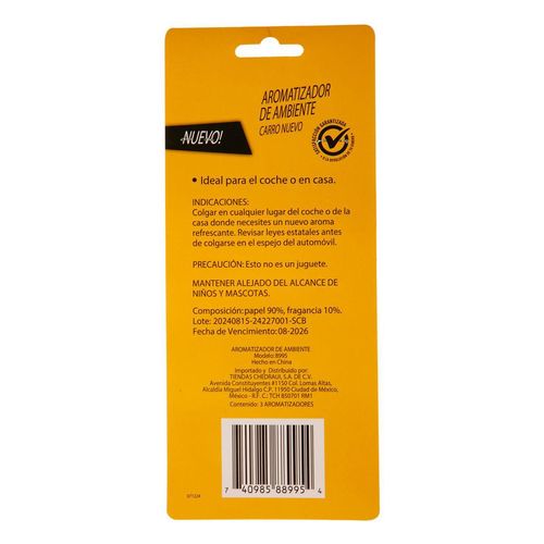 Aromatizante Para Auto Home line New Car 3 Piezas