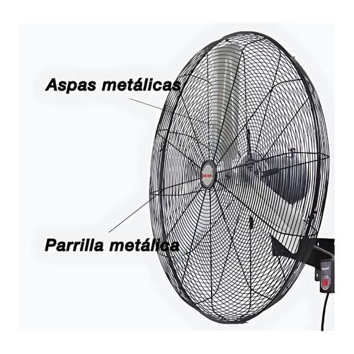 Ventilador de Pared Mytek 3 Velocidades 30 Pulgadas Metálico Negro 3422