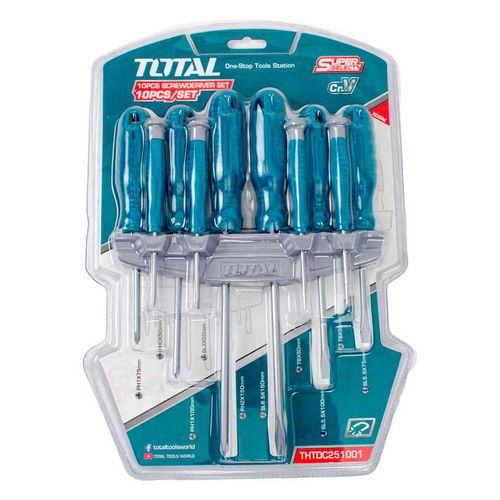 Set 10 Desarmadores Cr-V Total con Organizador